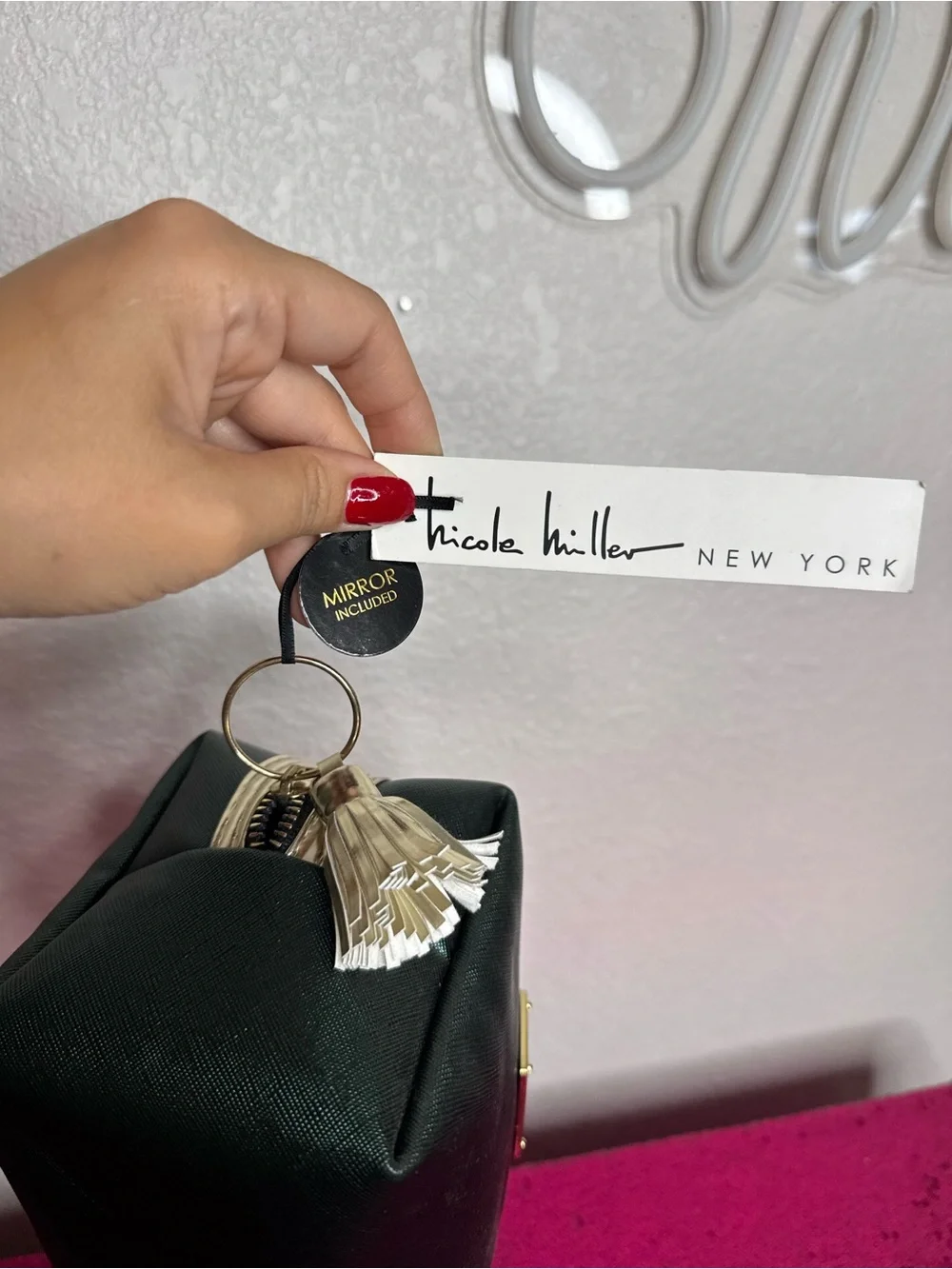 NEW wTAGS 🏷️ NICOLE MILLER Cosmetic Pouch, Attached Vanity Miller, Gold Hardware